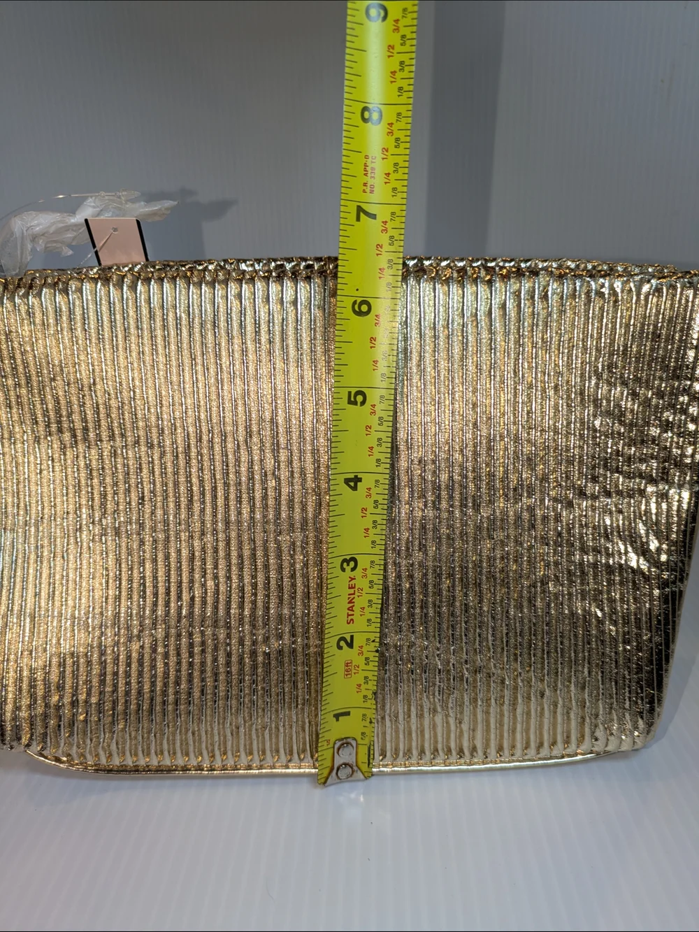 NWT Victoria's Secret Gold Metallic Ribbed Makeup Cosmetic Travel Pouch Clutch